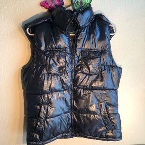 Y2K Faded Glory Puffer Vest w/detachable hood, NWOT, Small, pet/smoke free home